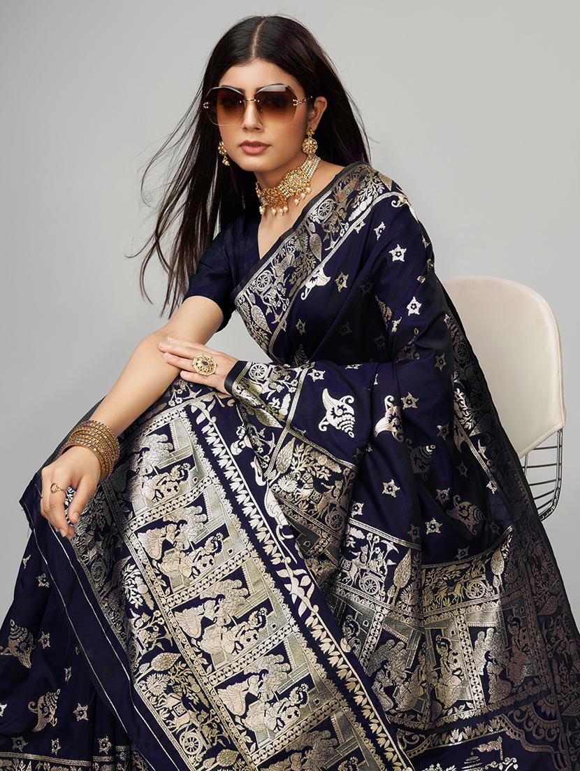 women zari work kanjivaram saree with blouse - 21113257 - Standard Image - 4