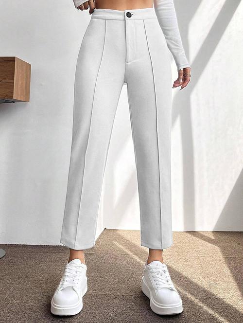 women mid-rise solid peg trouser - 21113386 - Standard Image - 0