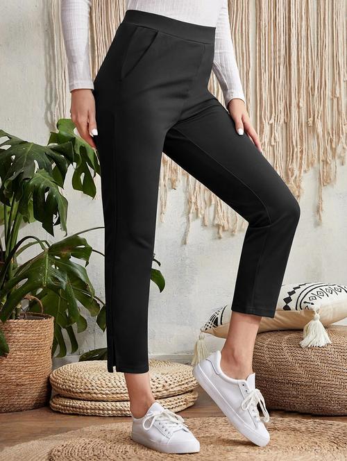 women mid-rise solid trouser - 21113387 - Standard Image - 0