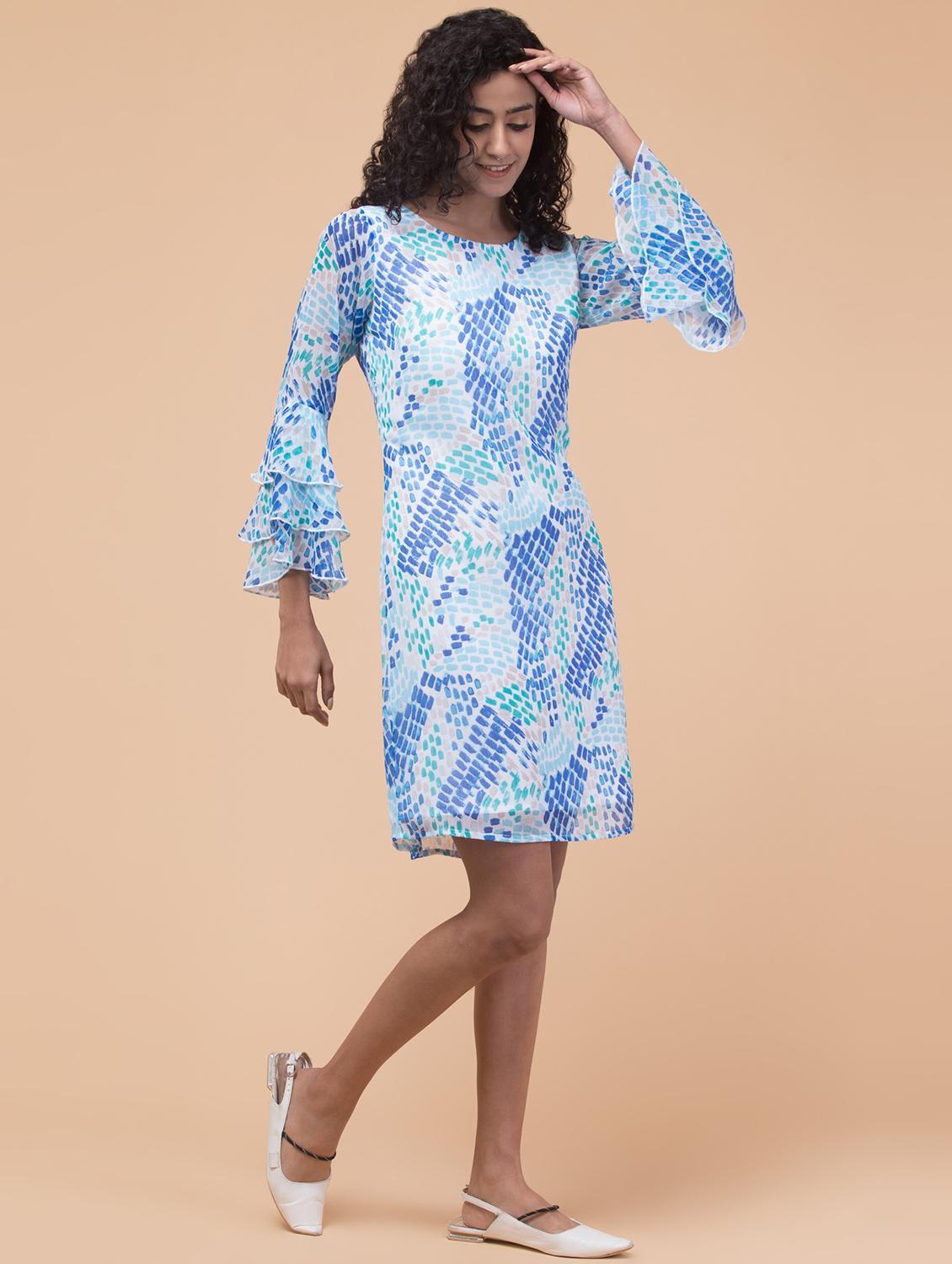 women floral print ruffle sleeeves a-line dress - 21113410 - Standard Image - 4