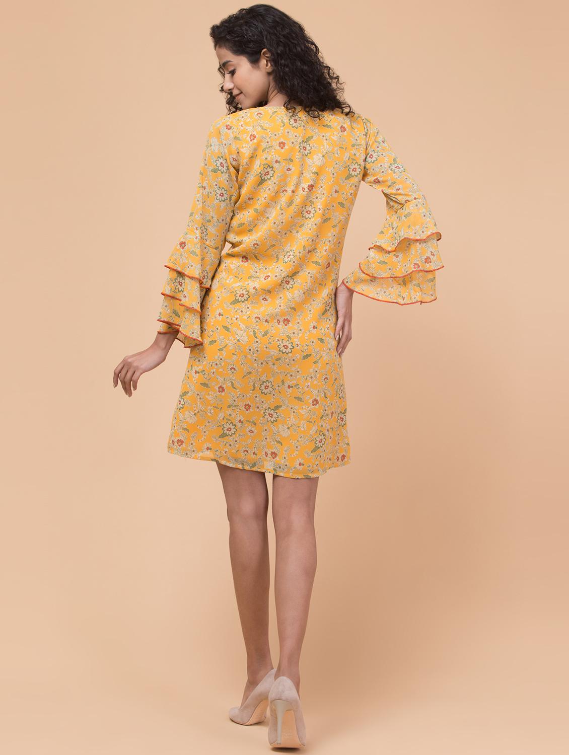 women floral print ruffle sleeves a-line dress - 21113411 - Standard Image - 1