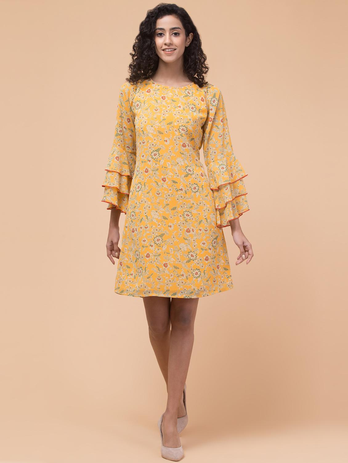 women floral print ruffle sleeves a-line dress - 21113411 - Standard Image - 4