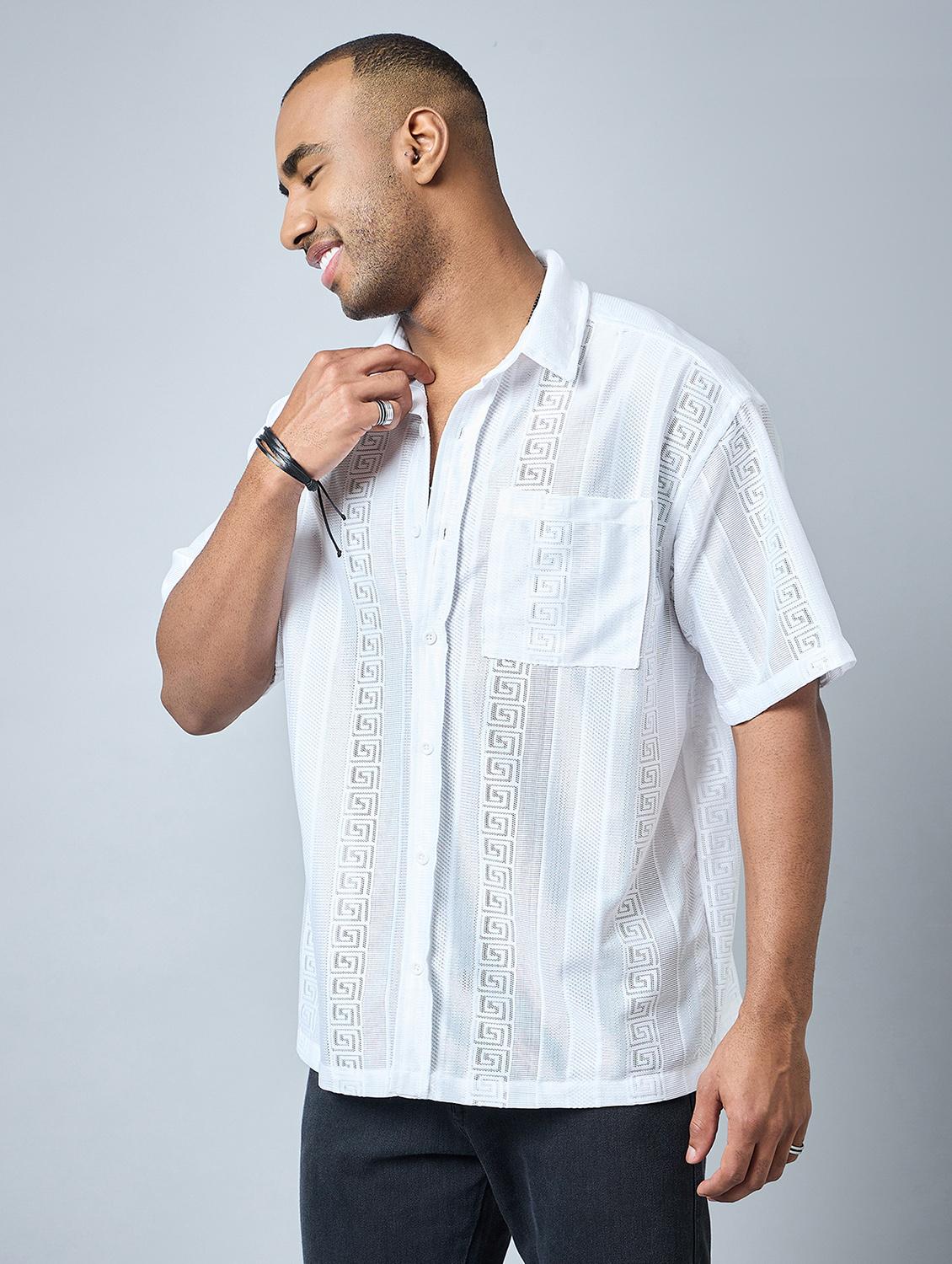 half sleeve oversized fit shirt - 21113430 -  Standard Image - 1