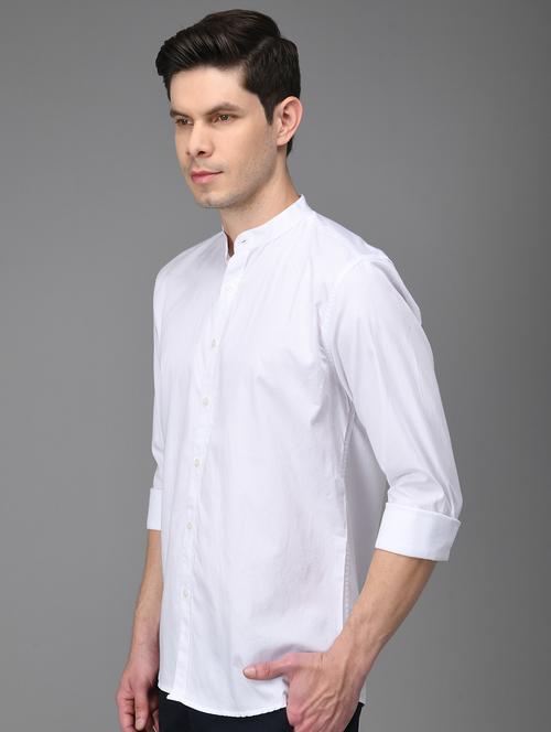 men solid white casual shirt - 21113550 - Standard Image - 0