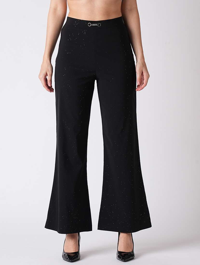 black rayon bootcut trouser