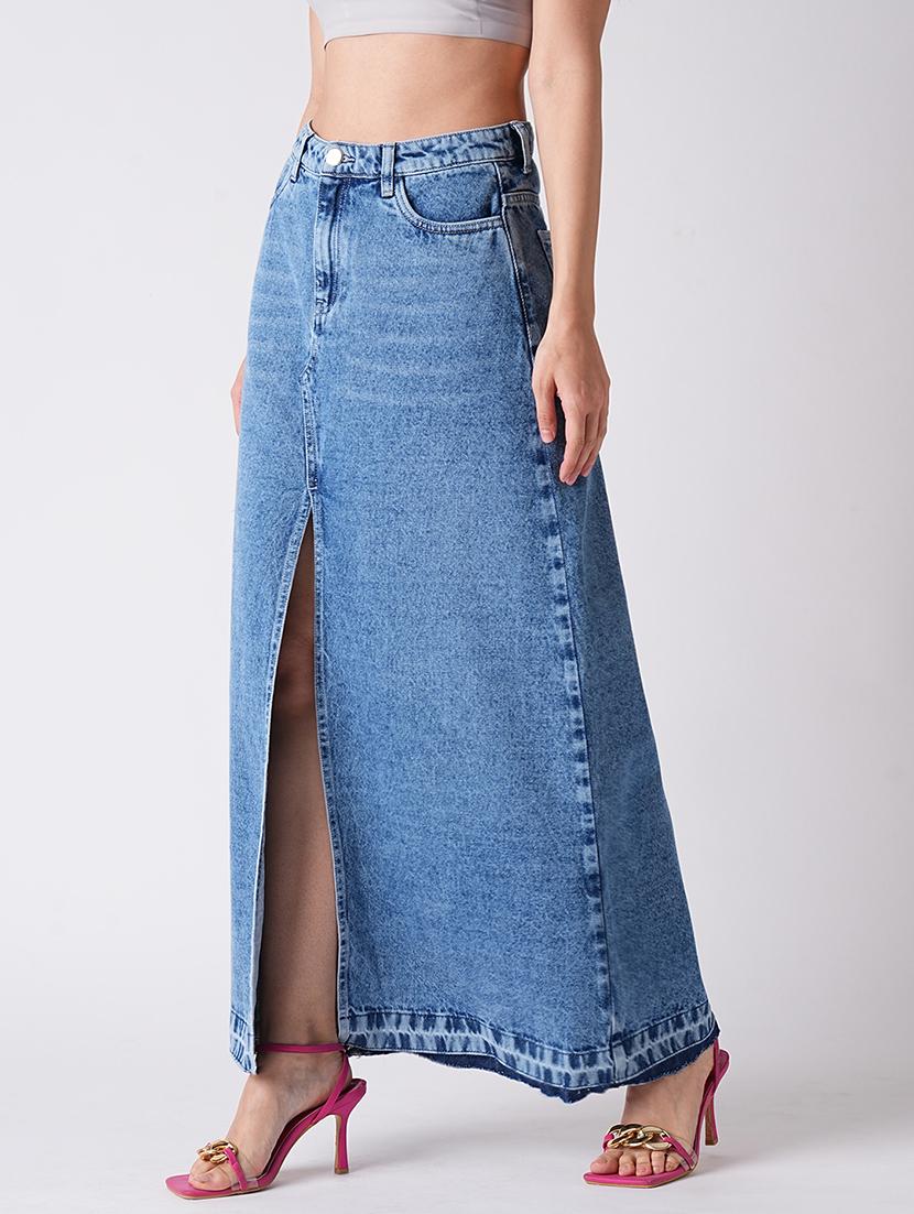 blue denim a-line skirt - 21116247 - Standard Image - 1