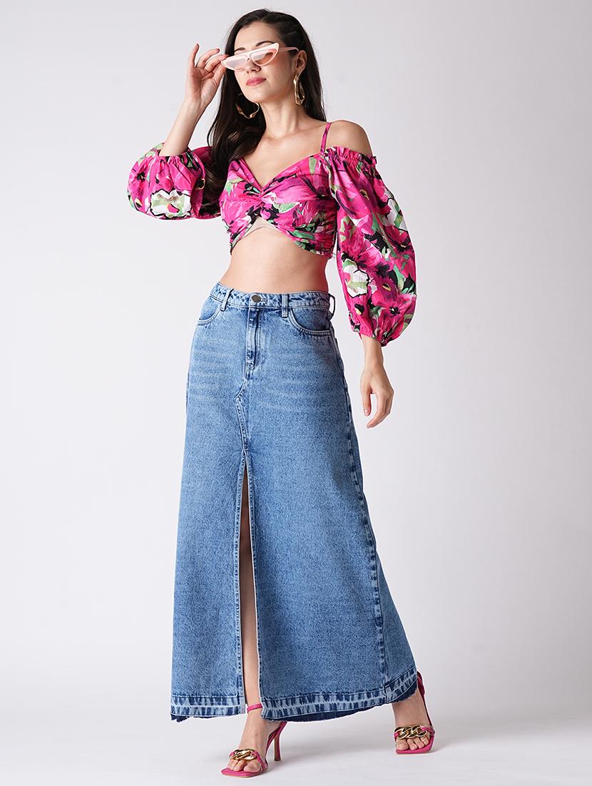 blue denim a-line skirt - 21116247 - Standard Image - 4