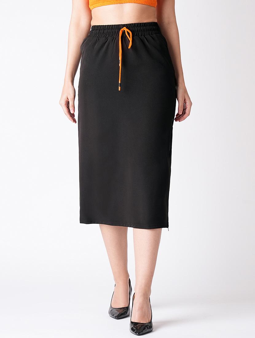 black rayon straight skirt - 21116248 - Zoom Image - 0