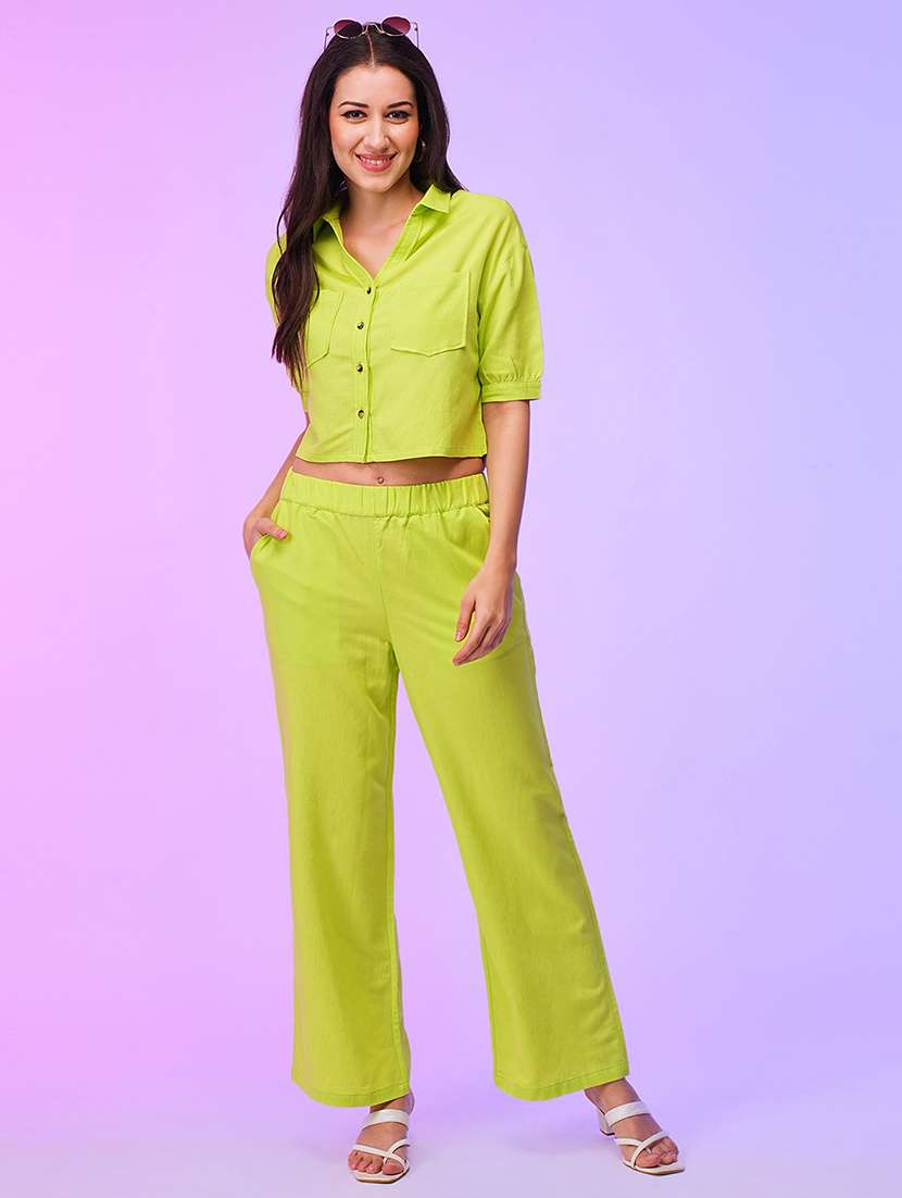 neo mint viscose shirt and trouser co-ord set