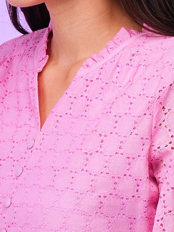 pink cotton a-line tiered dress - 21116295 -  Standard Image - 4