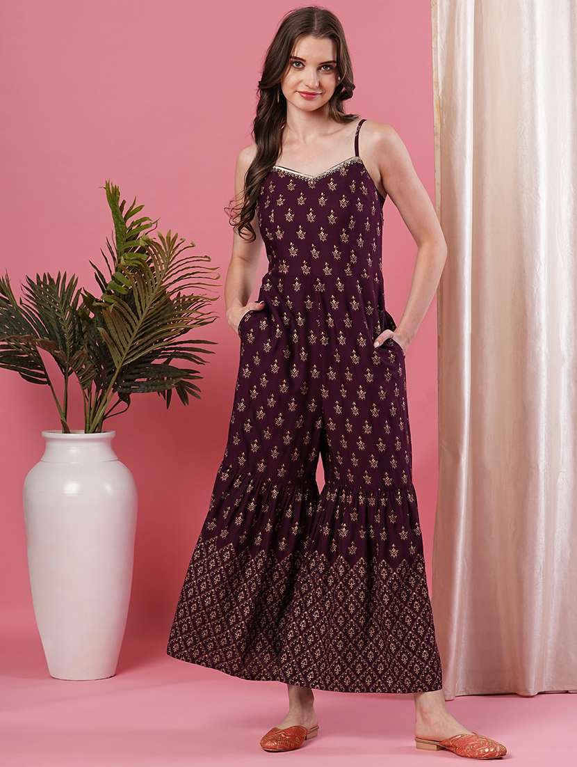 women printed full length jumpsuit