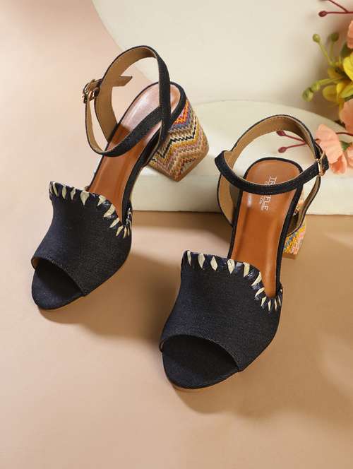 blue mesh ankle strap sandals