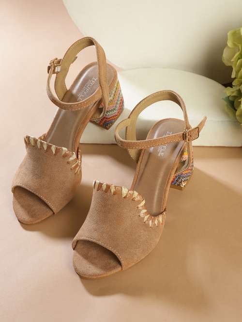 tan suede ankle strap sandals - 21116374 - Standard Image - 0