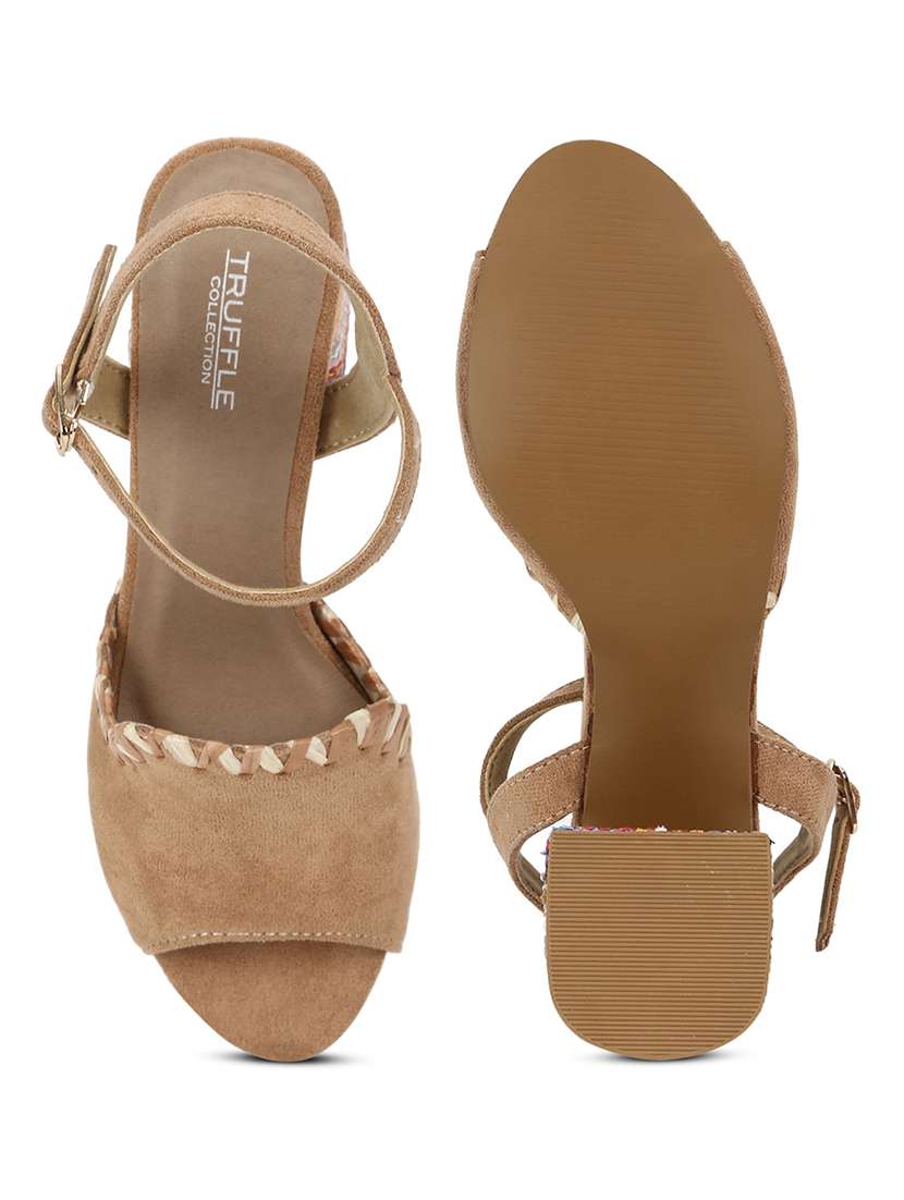 tan suede ankle strap sandals - 21116374 - Standard Image - 4