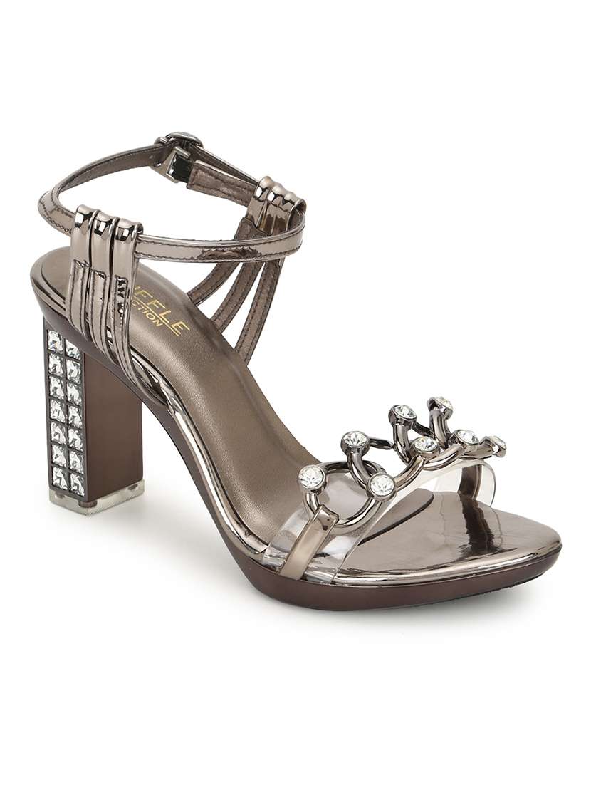 silver patent leather ankle strap sandals - 21116377 - Standard Image - 1