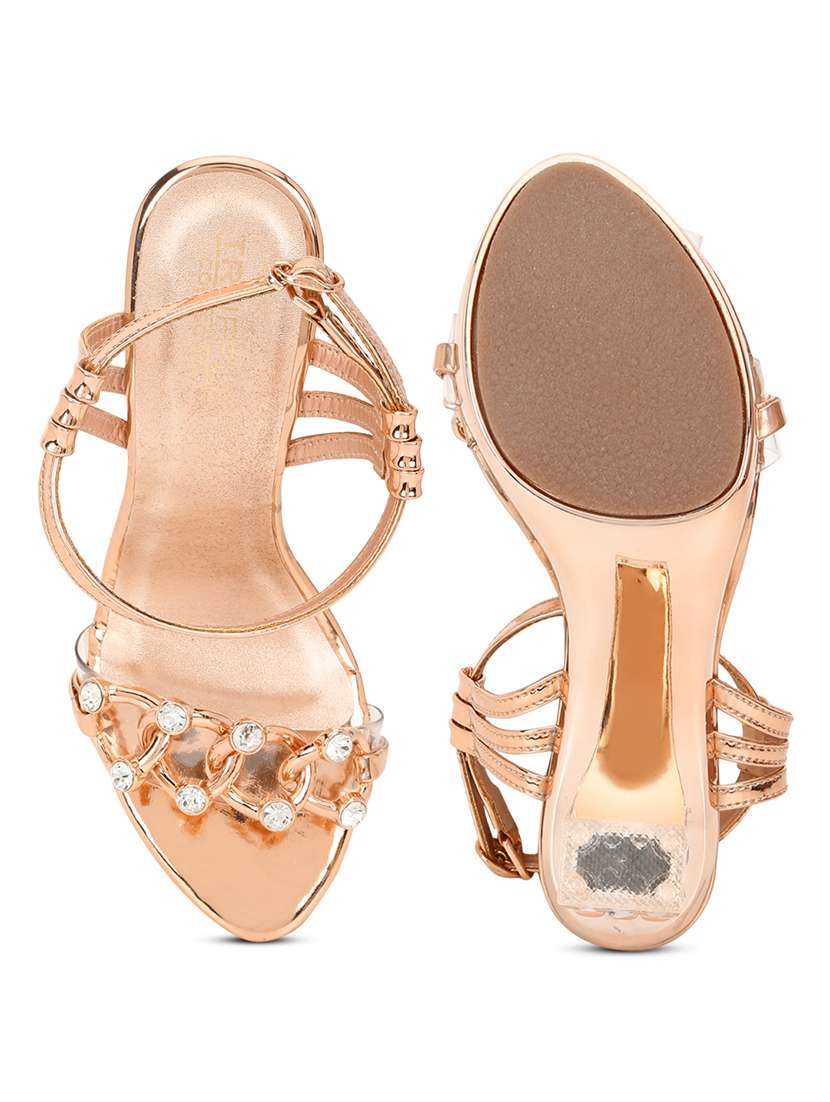 gold patent leather ankle strap sandals - 21116378 - Standard Image - 4