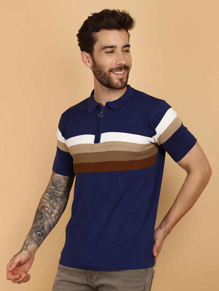 men polo neck chest print t-shirt - 21128350 - Standard Image - 1