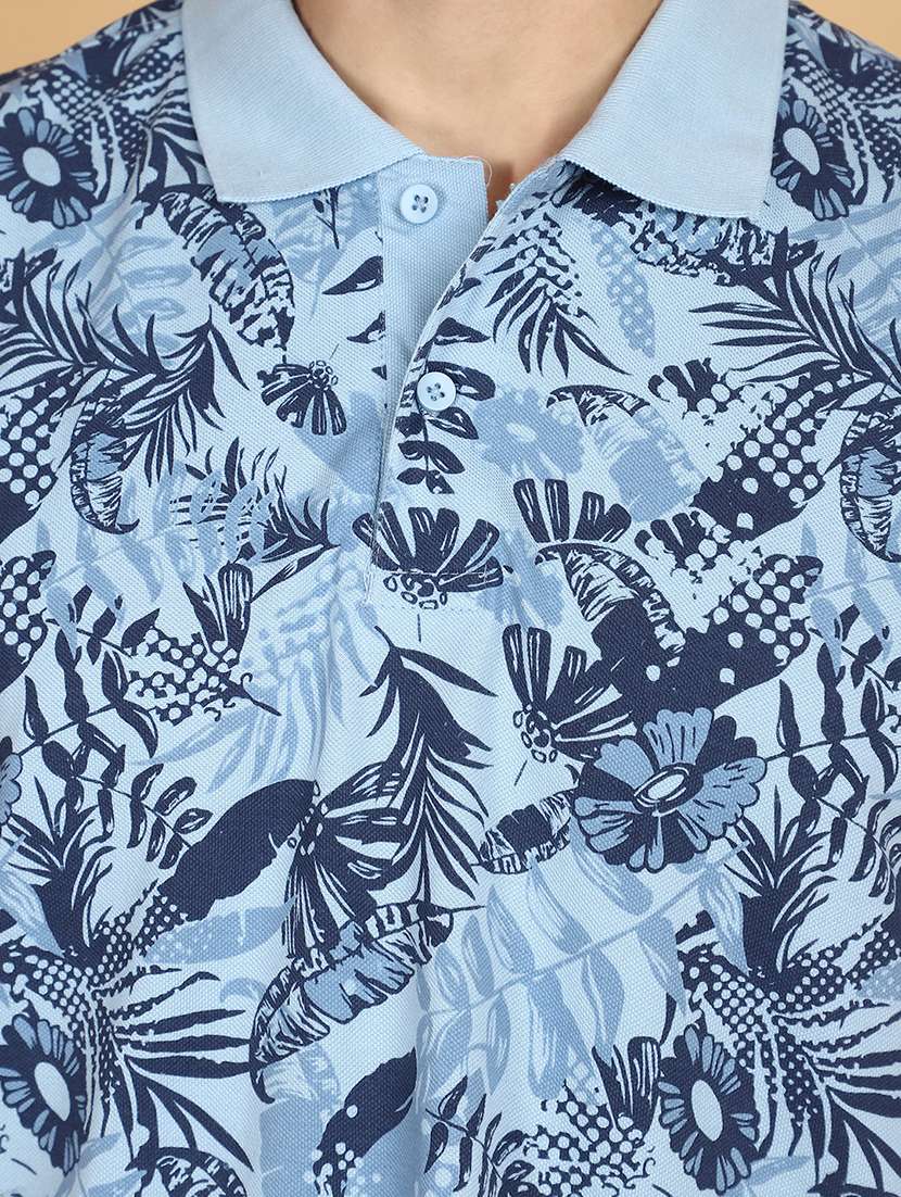 light blue cotton all over print t-shirt - 21128351 -  Standard Image - 4
