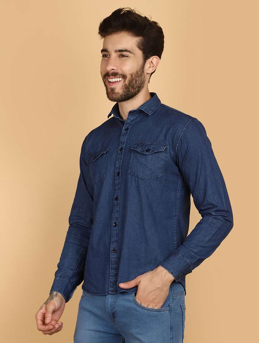 blue denim casual shirt - 21128360 -  Standard Image - 1