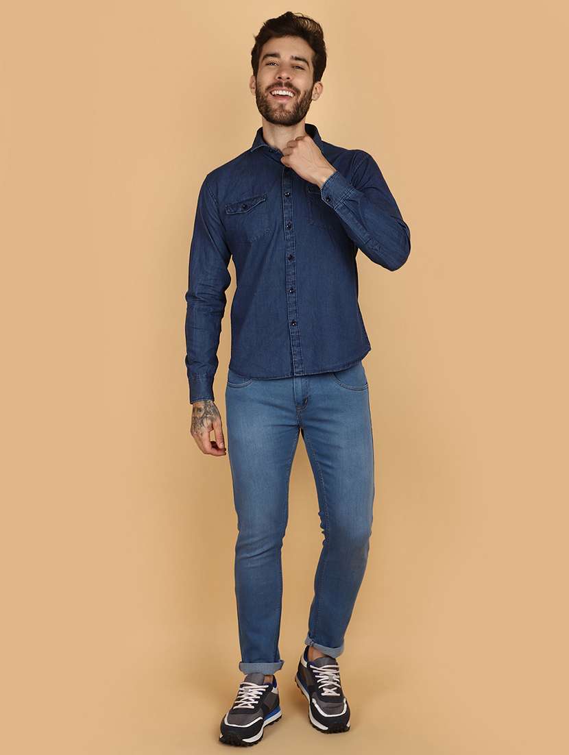 blue denim casual shirt - 21128360 -  Standard Image - 4