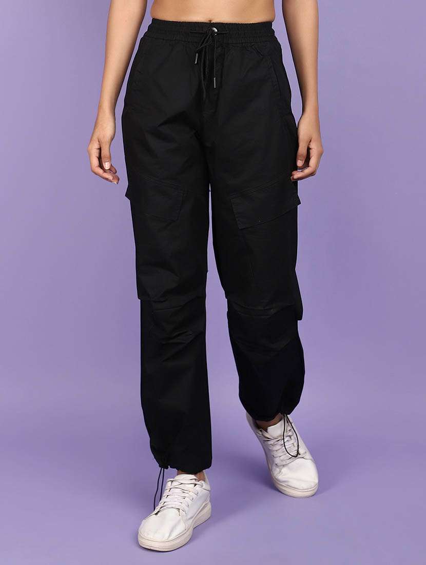 black cotton casual trouser