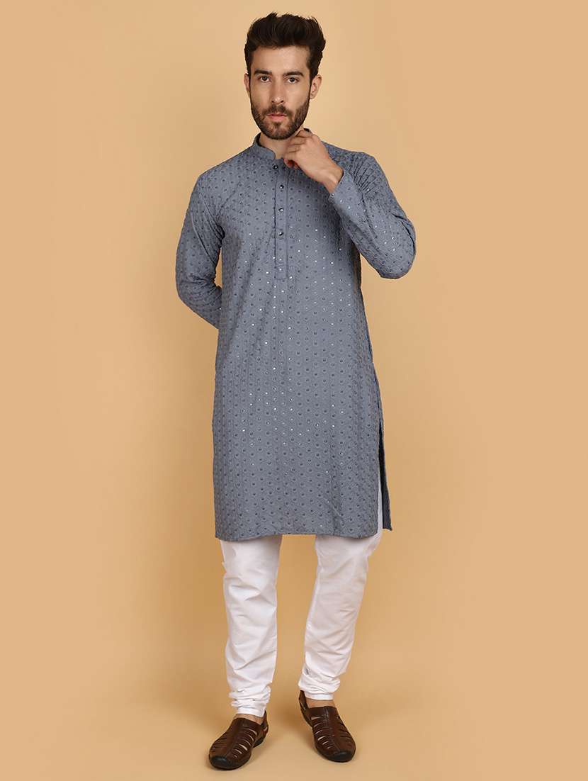 men long sleeve kurta pyjama set - 21128403 -  Standard Image - 1