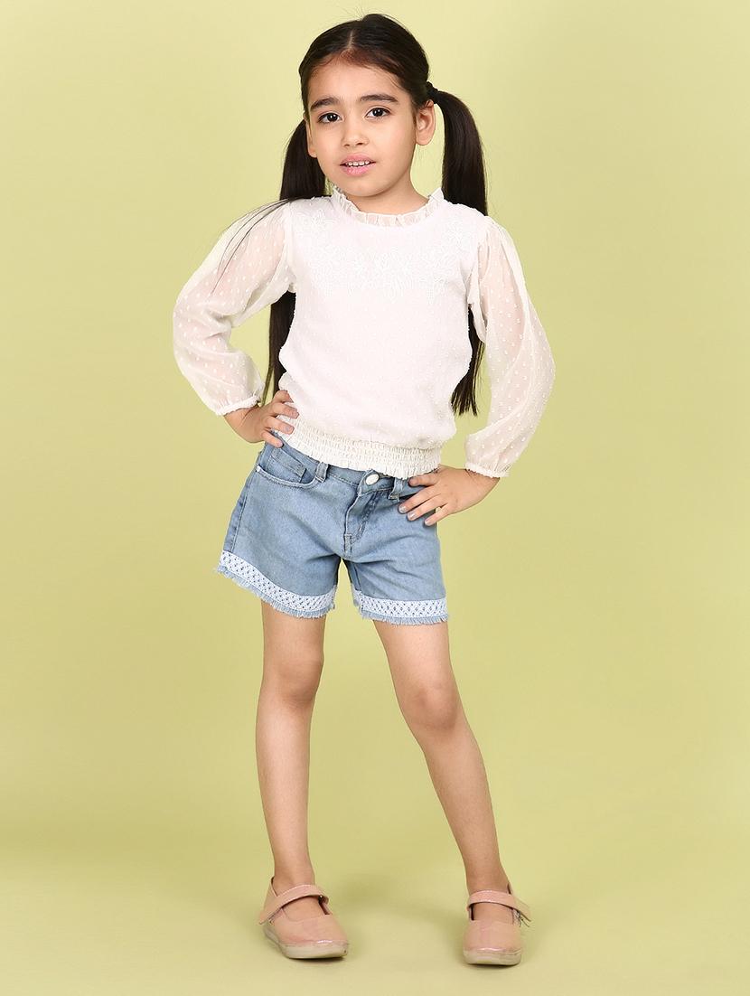 girls light blue solids shorts - 21128404 - Standard Image - 4