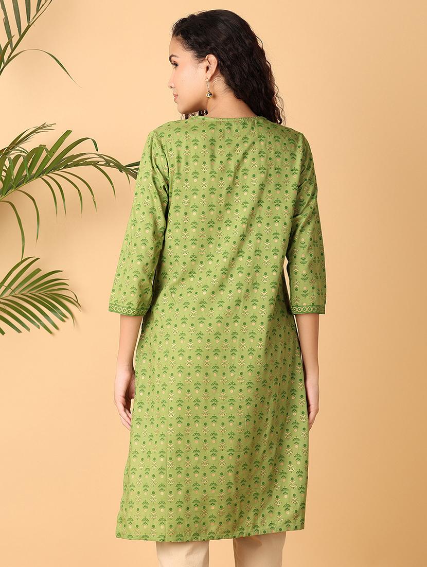 women green printed a-line kurta - 21128434 - Standard Image - 1