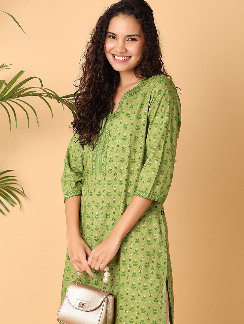 women green printed a-line kurta - 21128434 - Standard Image - 4