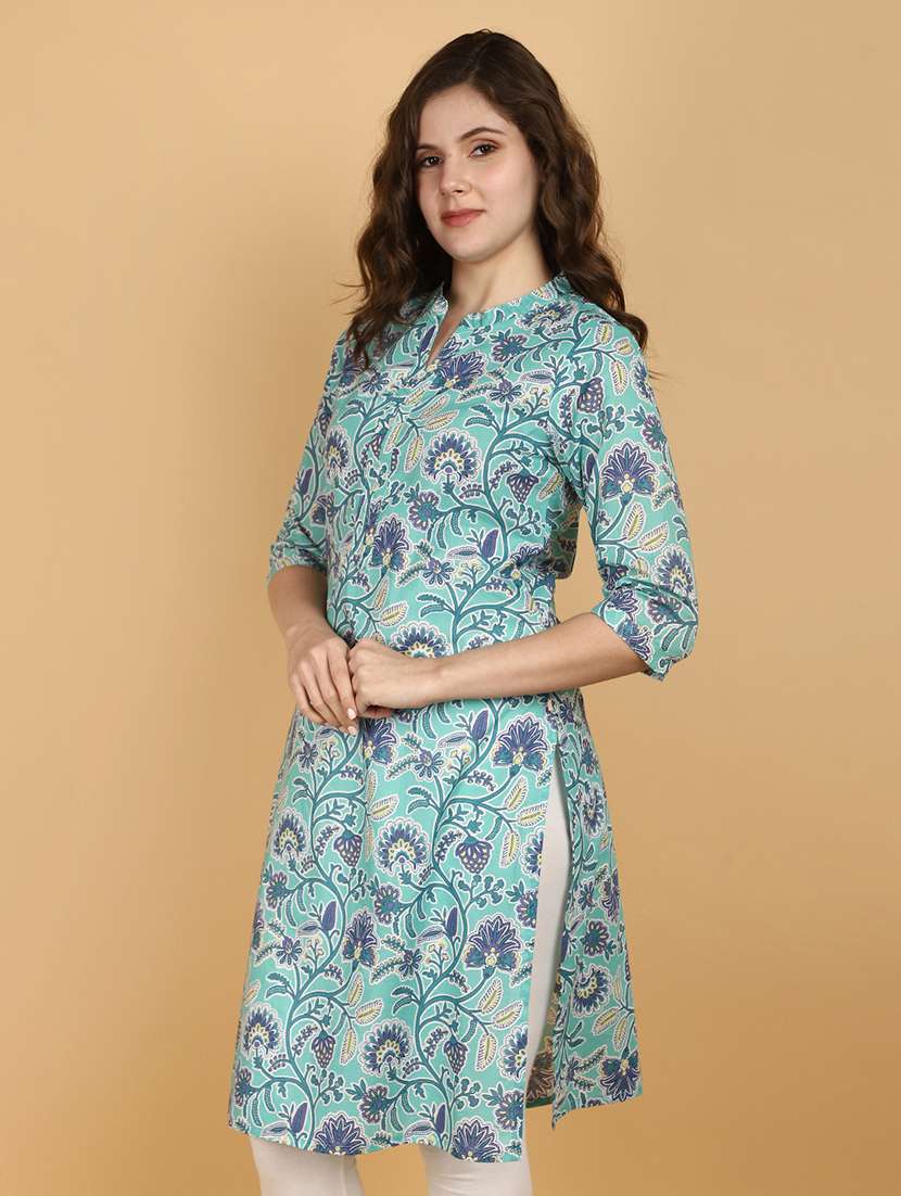 Women Printed Mandrain Neck Straight Kurta - 21128479 -  Standard Image - 1