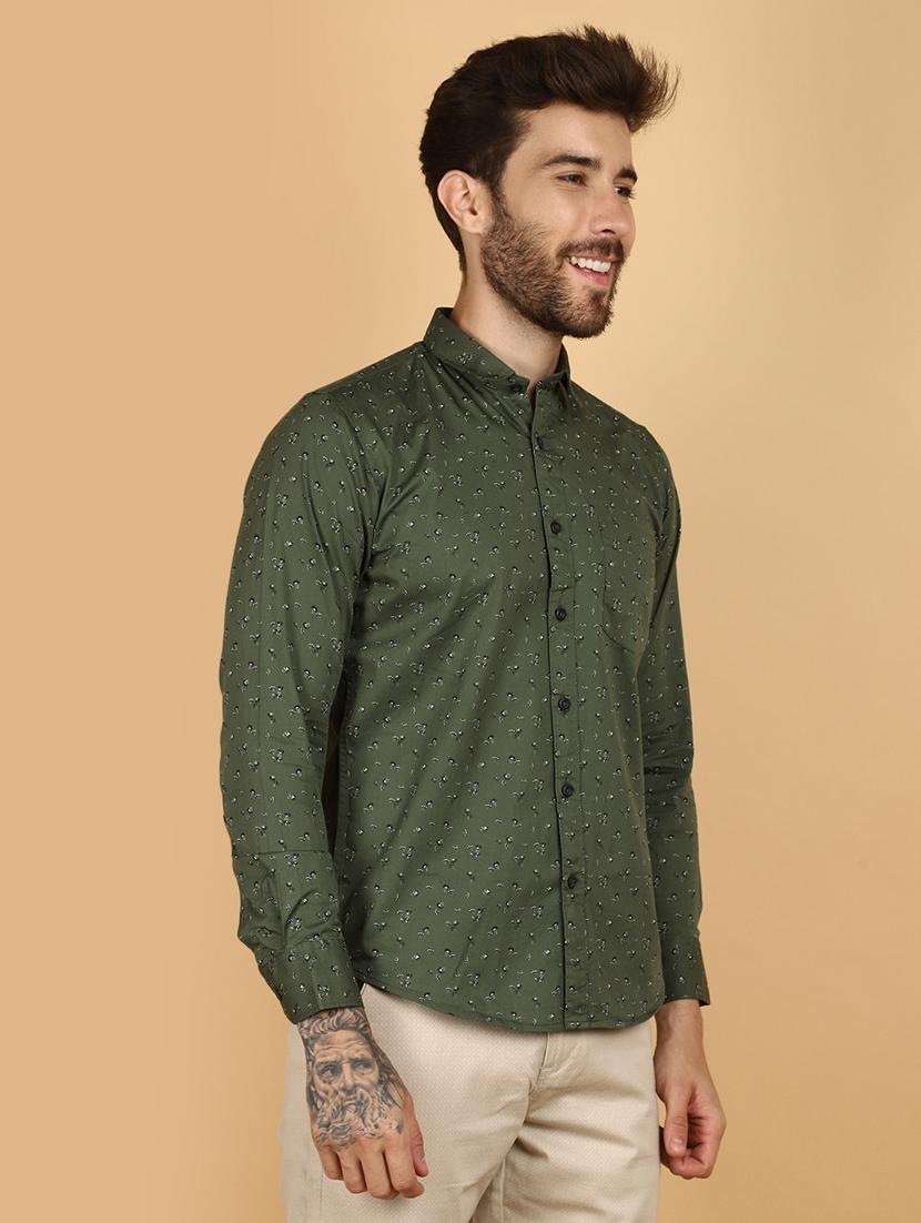 green cotton casual shirt - 21128482 -  Standard Image - 1