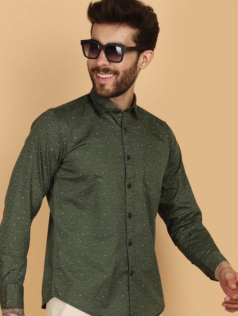 green cotton casual shirt - 21128482 - Standard Image - 4