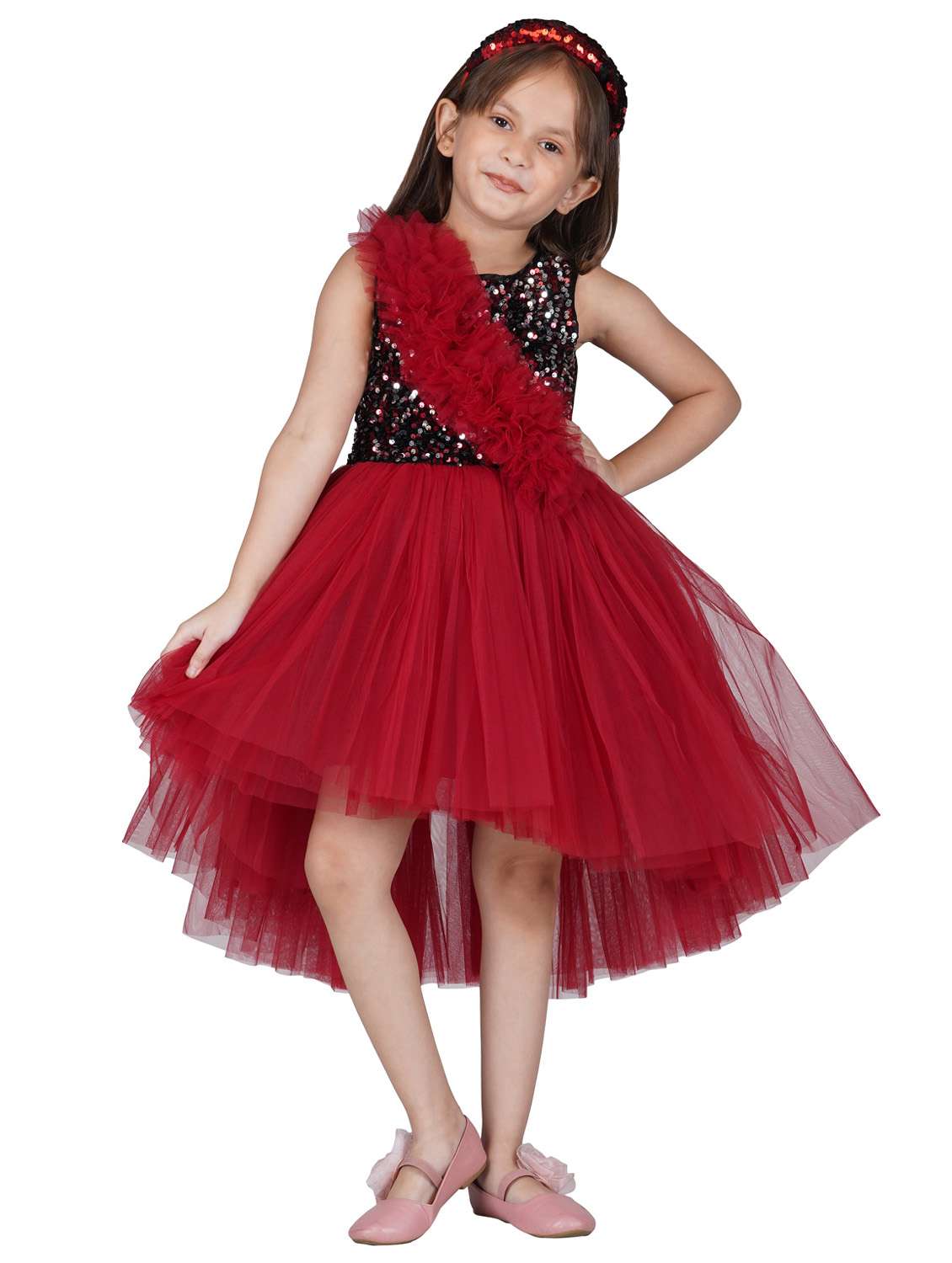 girls round neck net frock