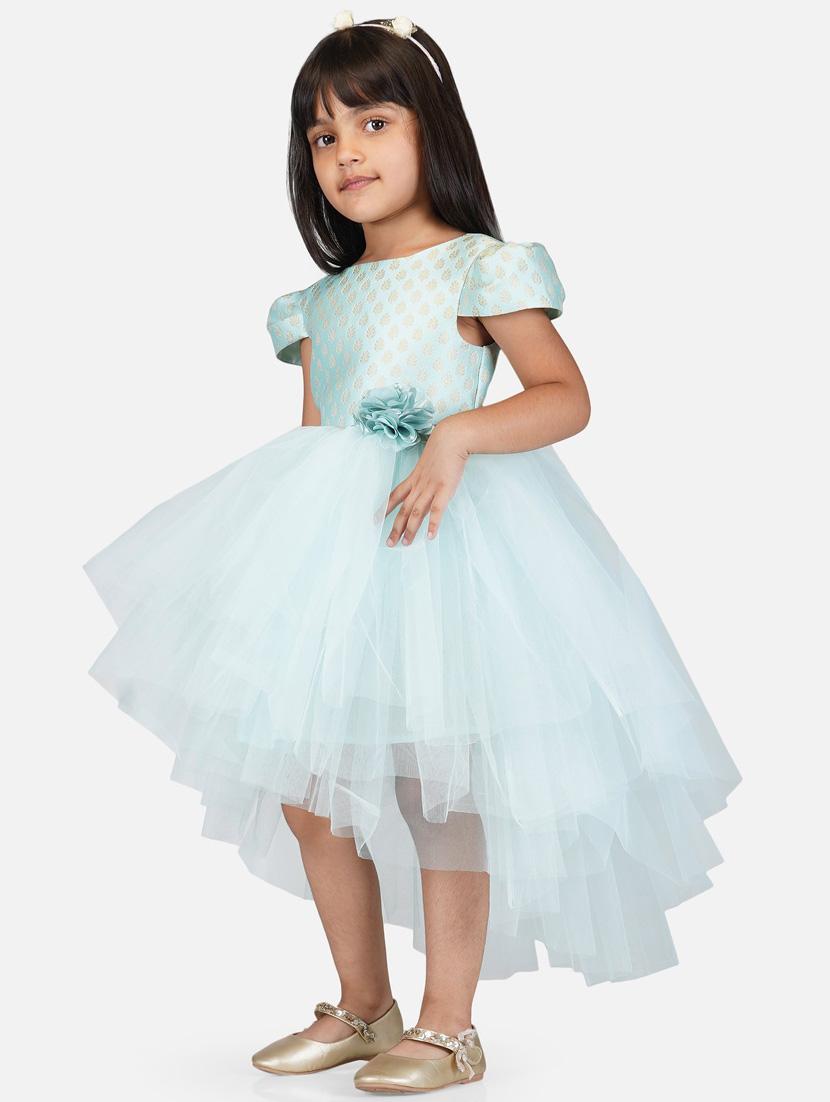 girls round neck net frock - 21128528 - Standard Image - 1