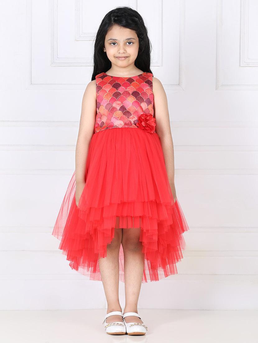 girls round neck net frock - 21128547 -  Standard Image - 1