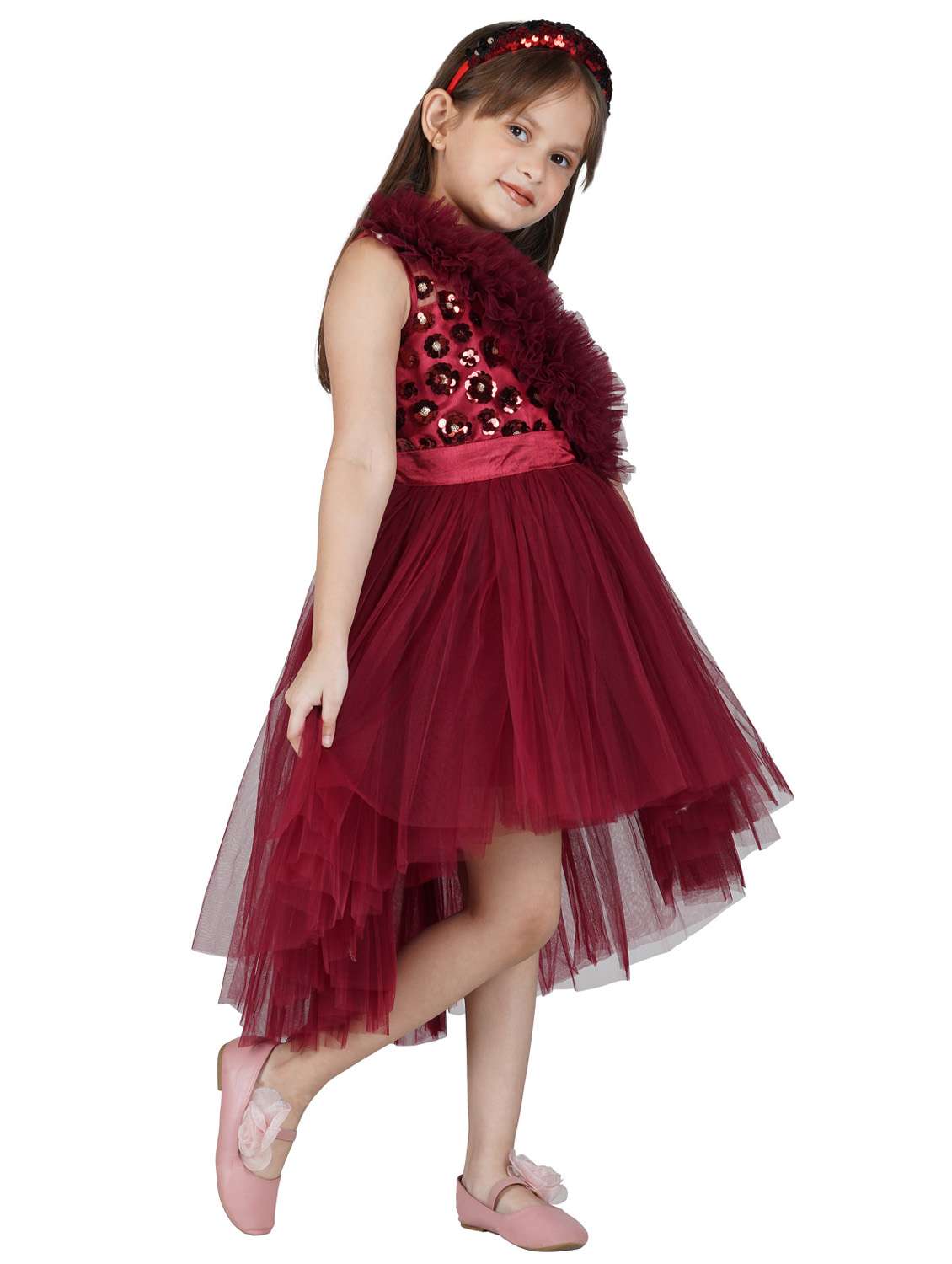 girls round neck net frock - 21128557 -  Standard Image - 1
