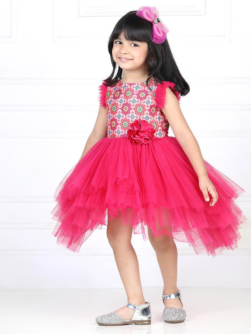 girls round neck net frock - 21128567 -  Standard Image - 1