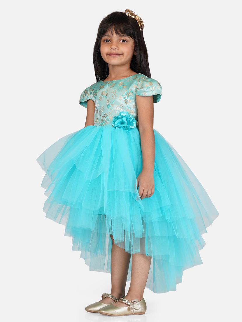 girls round neck net frock - 21128570 - Standard Image - 1
