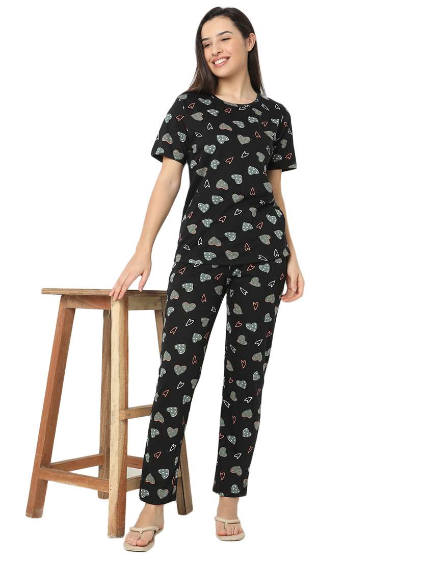 women printed pyjama nightwear set - 21128623 -  Standard Image - 1