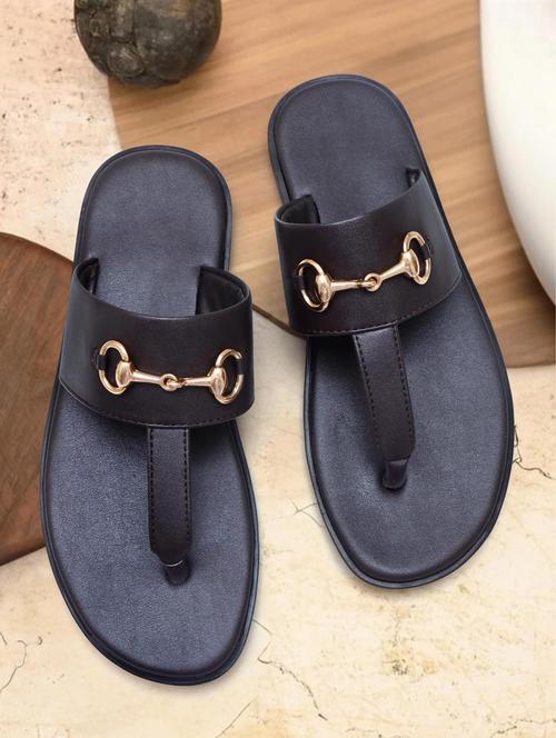 brown leatherette toe separator slippers - 21128672 - Standard Image - 0
