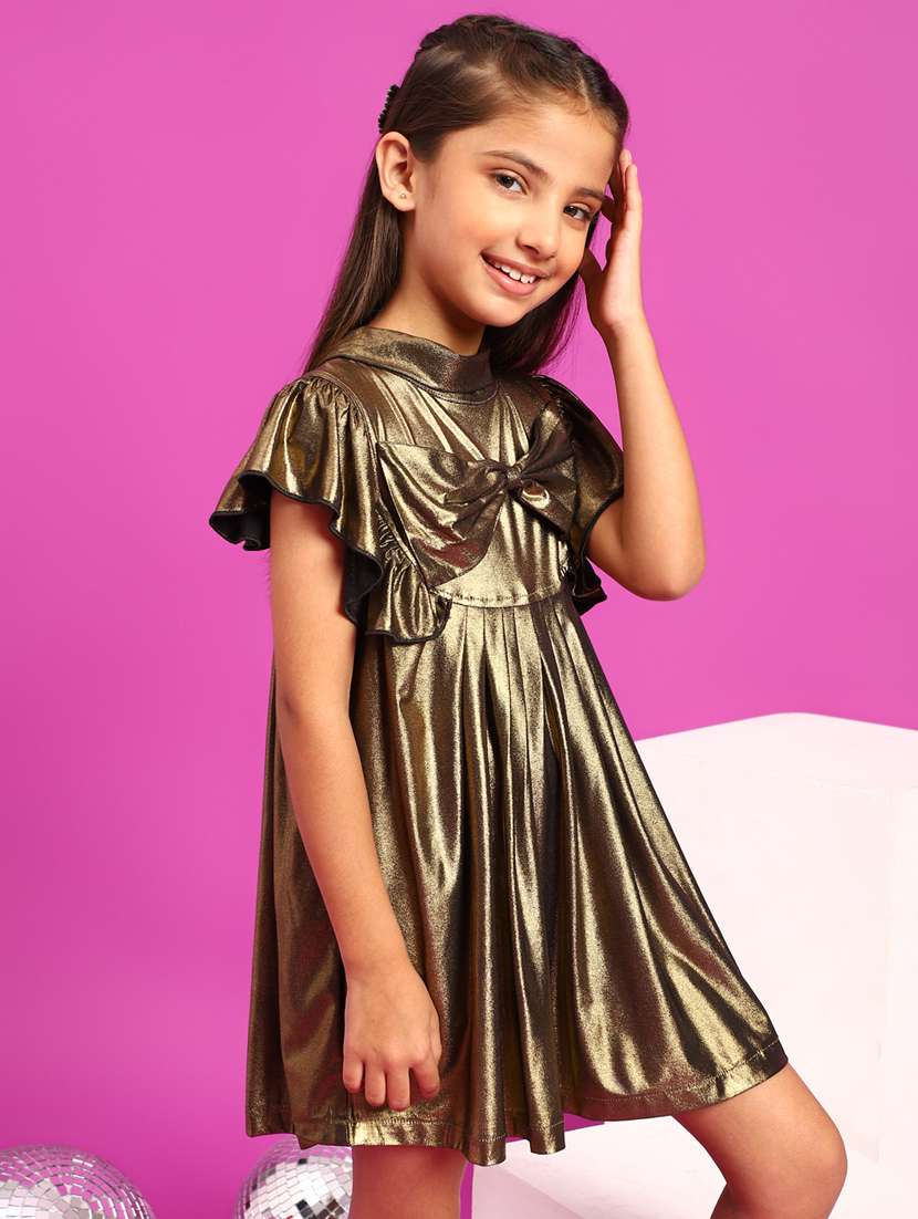 gold solid frock - 21128748 -  Standard Image - 1