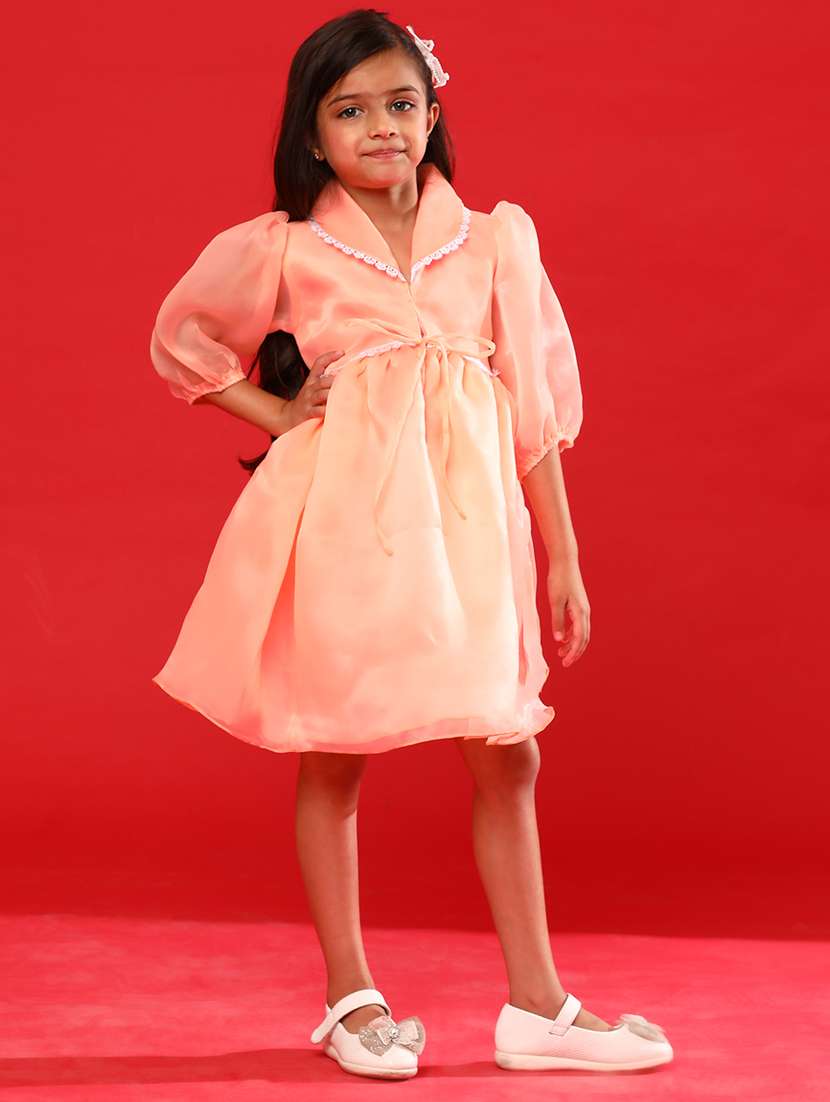 peach solid frock