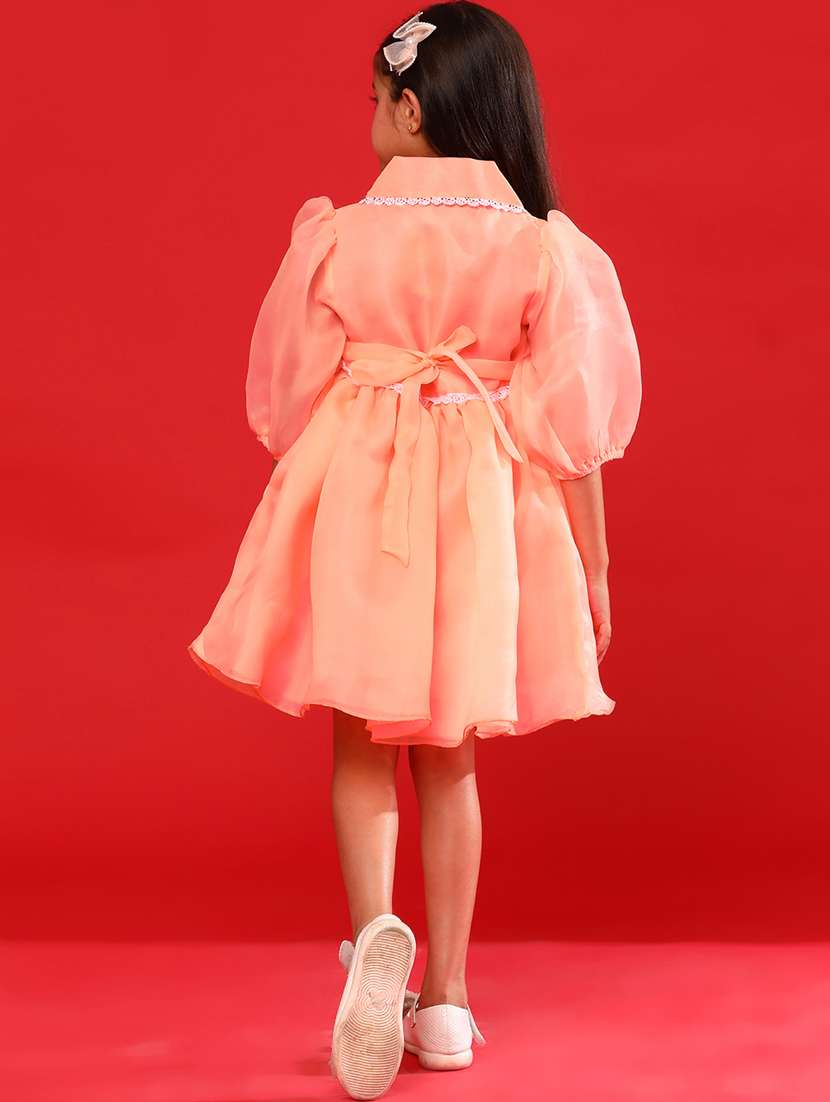 peach solid frock - 21128752 -  Standard Image - 4