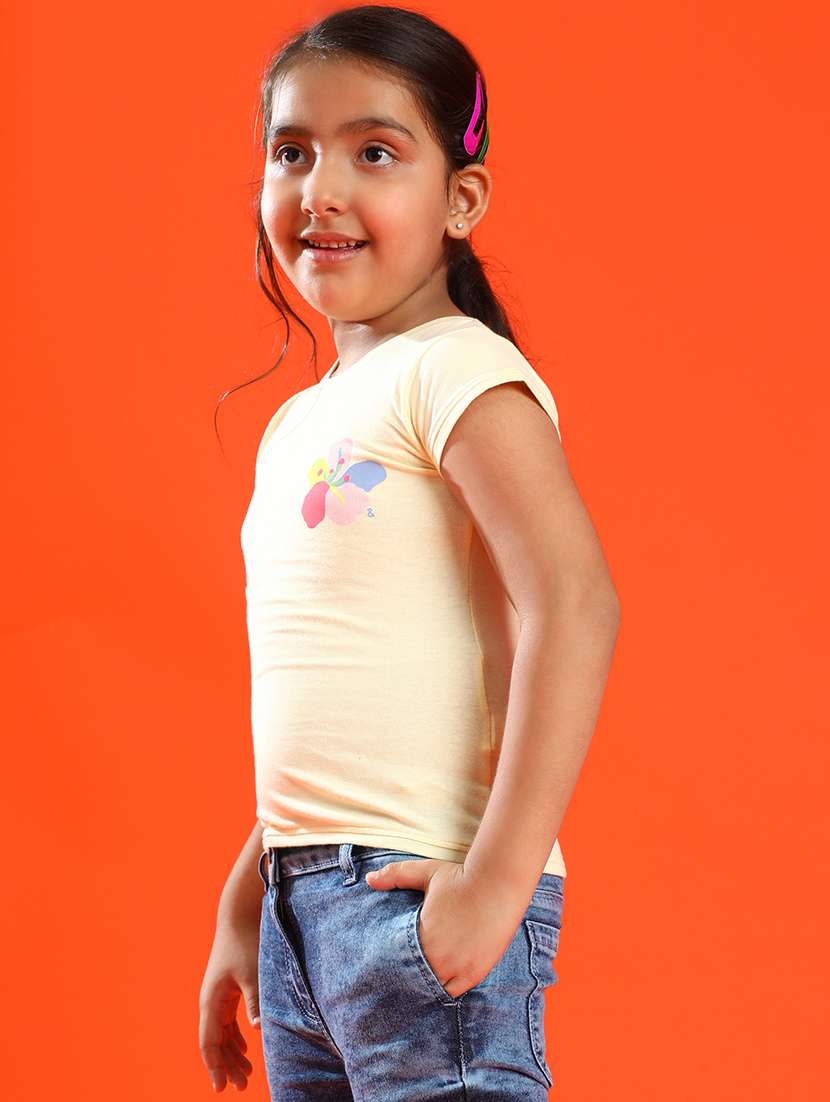 girls round neck back printed tees  - 21128976 -  Standard Image - 1