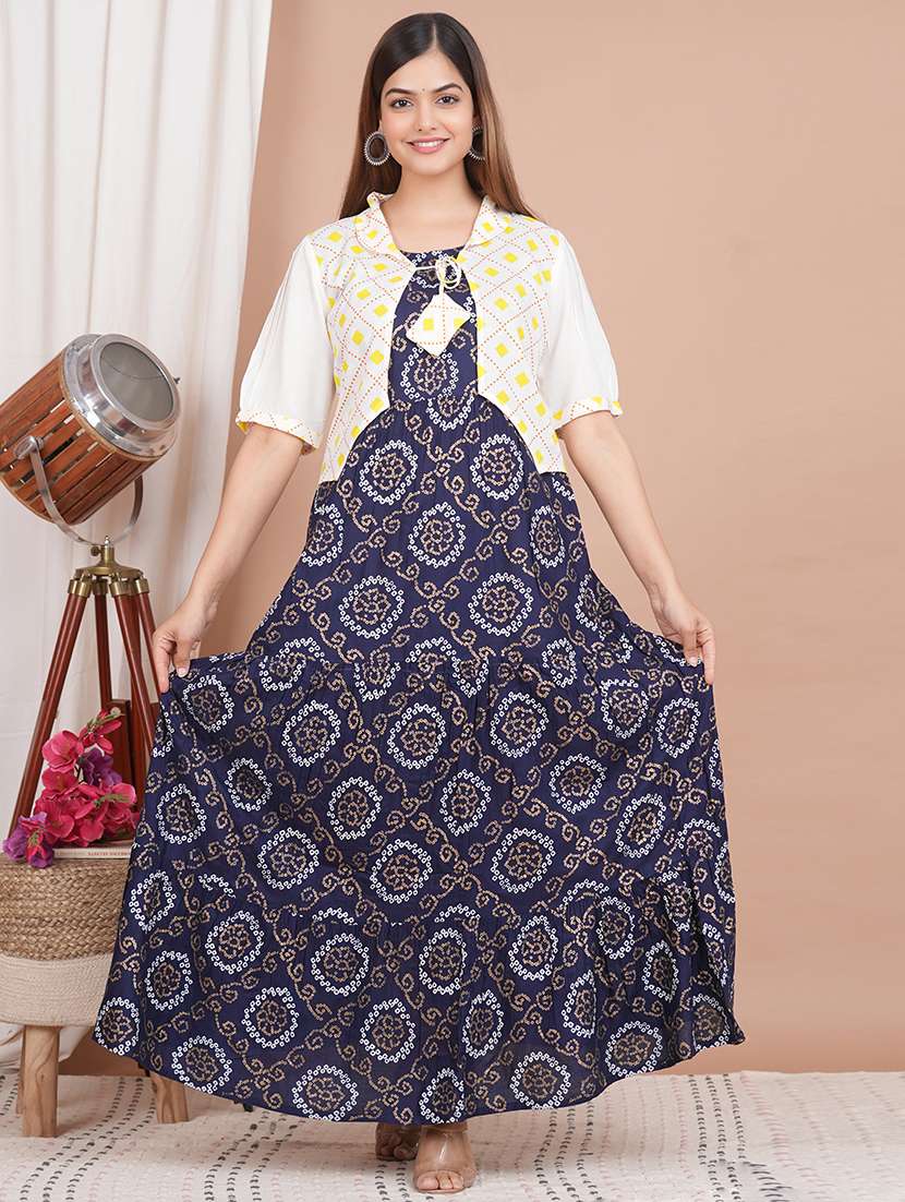 bandhani printed kurta with jacket - 21129021 -  Standard Image - 1