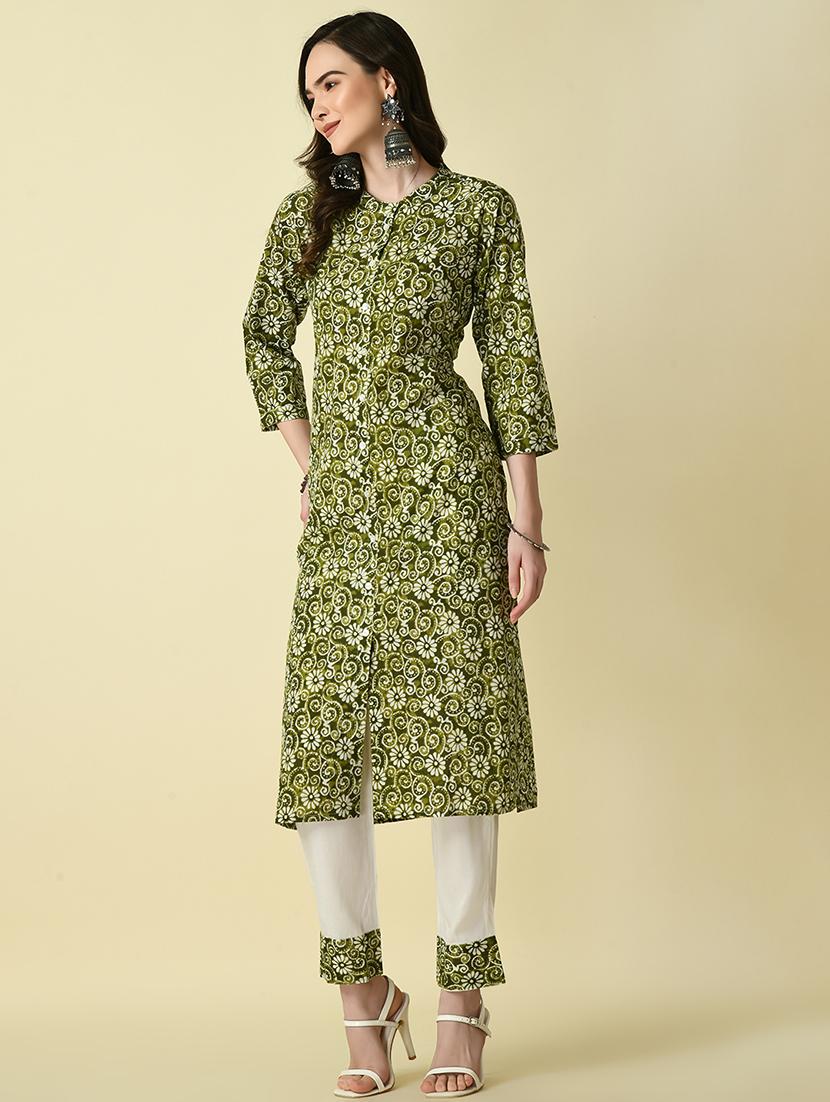 multi colored viscose front & side both slit kurta - 21129423 - Standard Image - 1