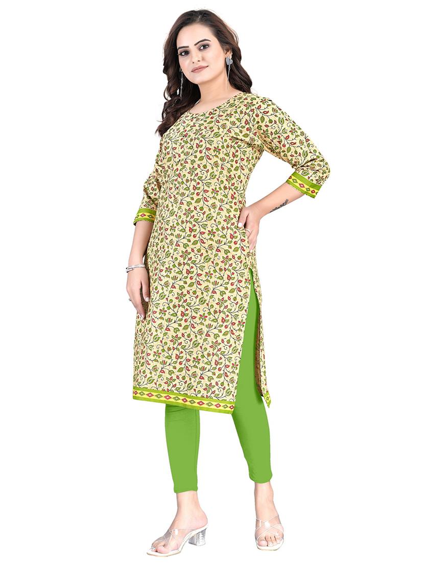 women three quarter sleeve straight kurta - 21129727 - Standard Image - 1