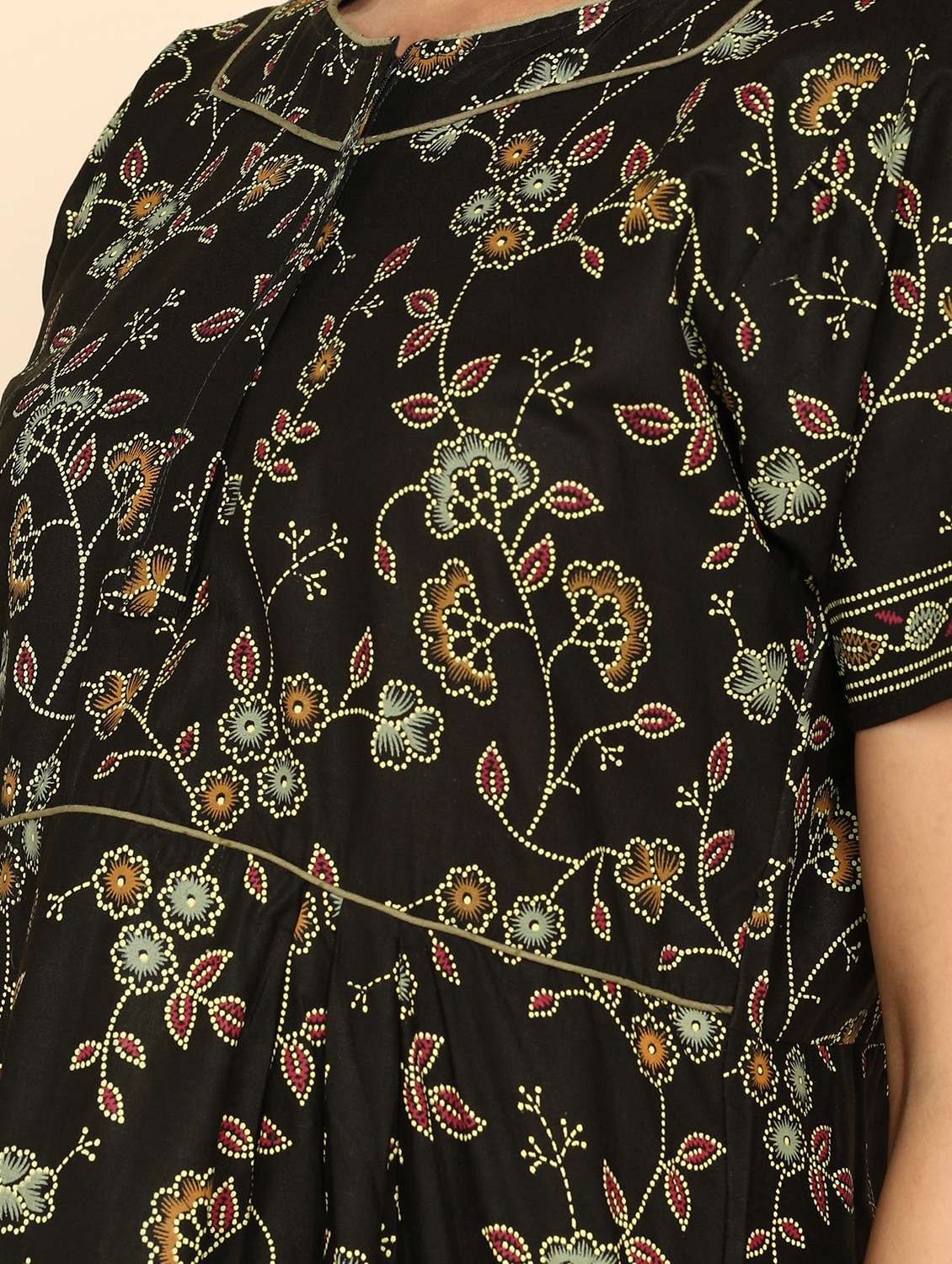 women olive green printed cotton nighty - 21129906 - Standard Image - 4