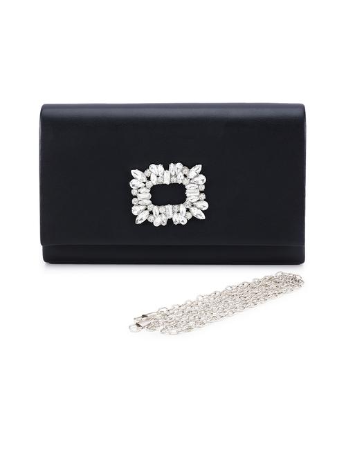 black leather fold over clutch - 21129958 - Standard Image - 0