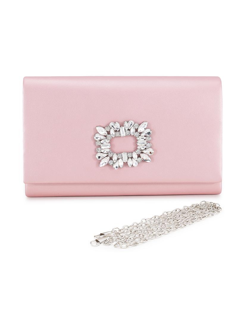 pink leather fold over clutch - 21129959 - Zoom Image - 0